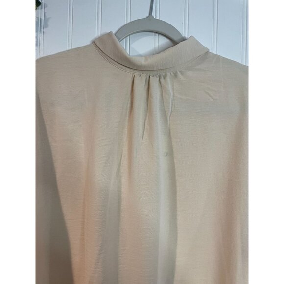 Chenault Womens XL Beige Long Sleeve Button-Up Blouse With Smocked Cuffs - Picture 7 of 12